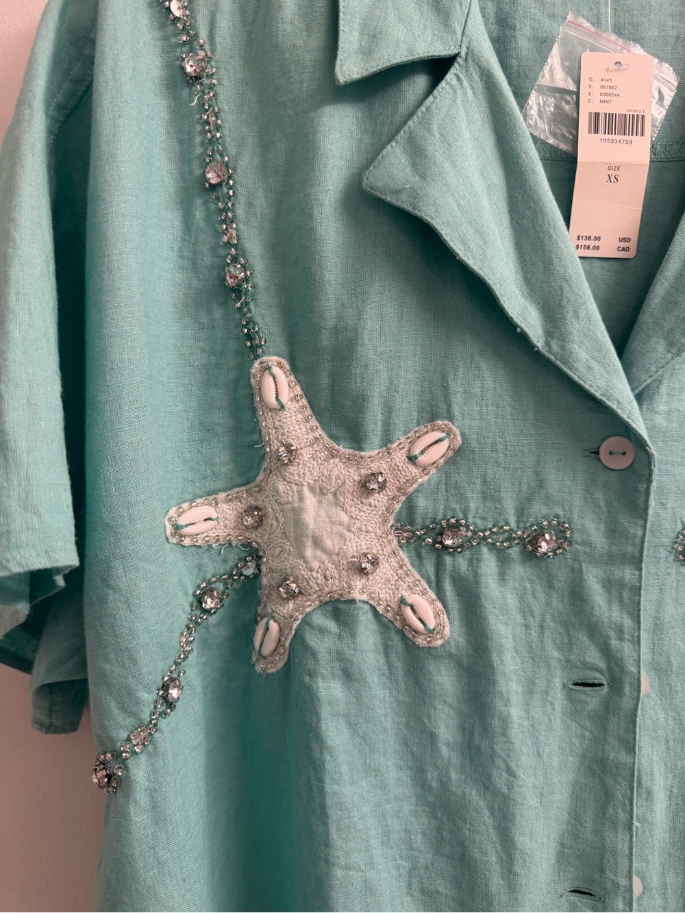 Anthropologie- Celandine Crop Linen Blend Buttondown Shirt - Picture 9 of 9